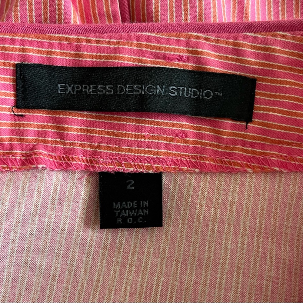 Express Y2K Vintage Pinstripe Belted Pencil Skirt Pink Sz 2 - Picture 16 of 16